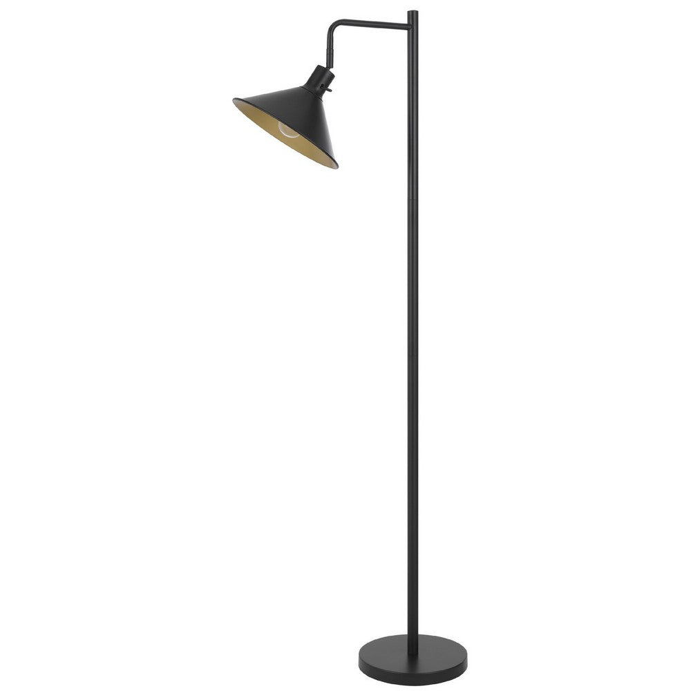 Benjara Floor Lamp, Adjustable Head with Hanging Cone Shade, Retro Black Metal