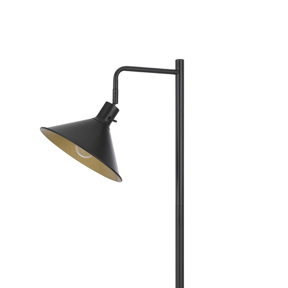 Benjara Floor Lamp, Adjustable Head with Hanging Cone Shade, Retro Black Metal