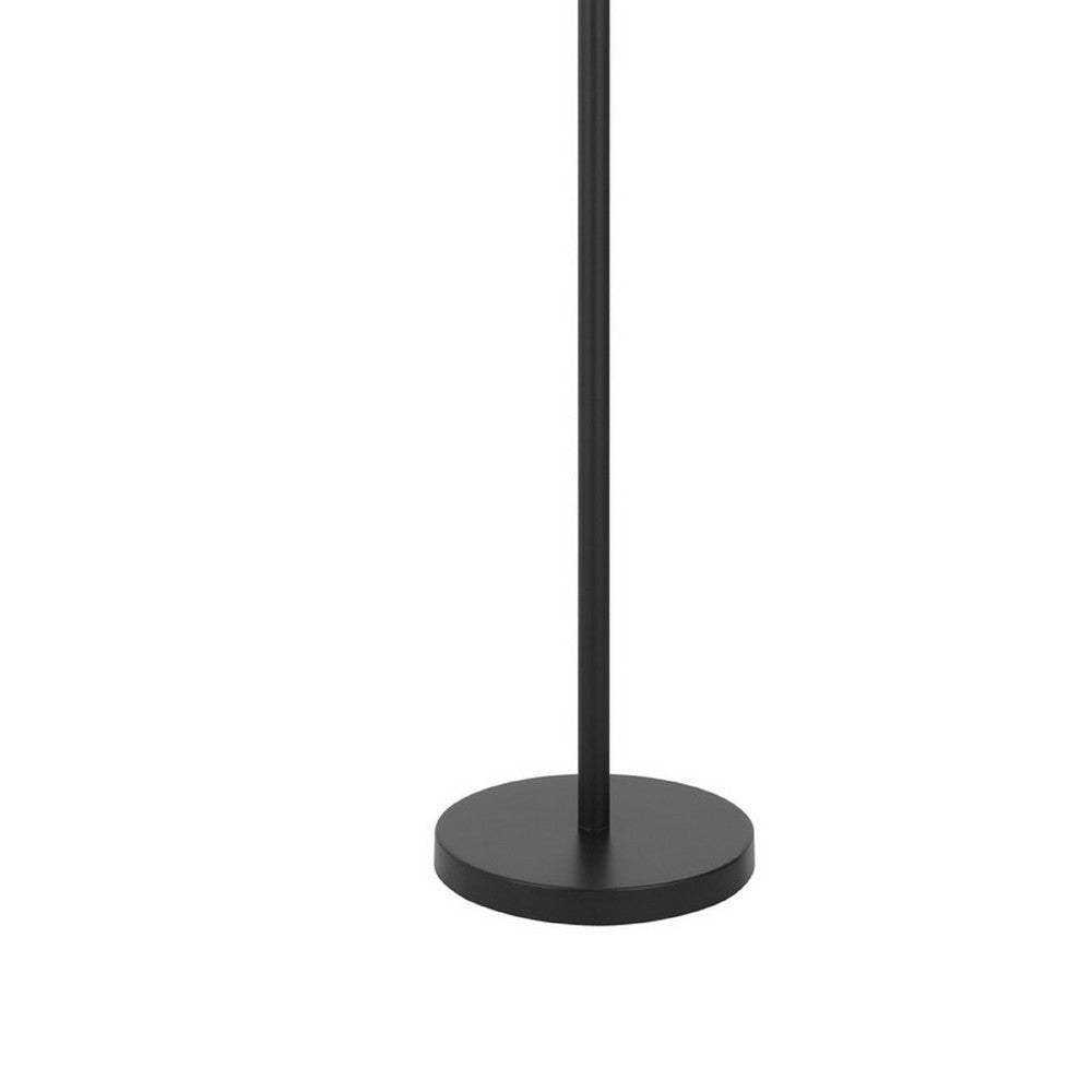 Benjara Floor Lamp, Adjustable Head with Hanging Cone Shade, Retro Black Metal