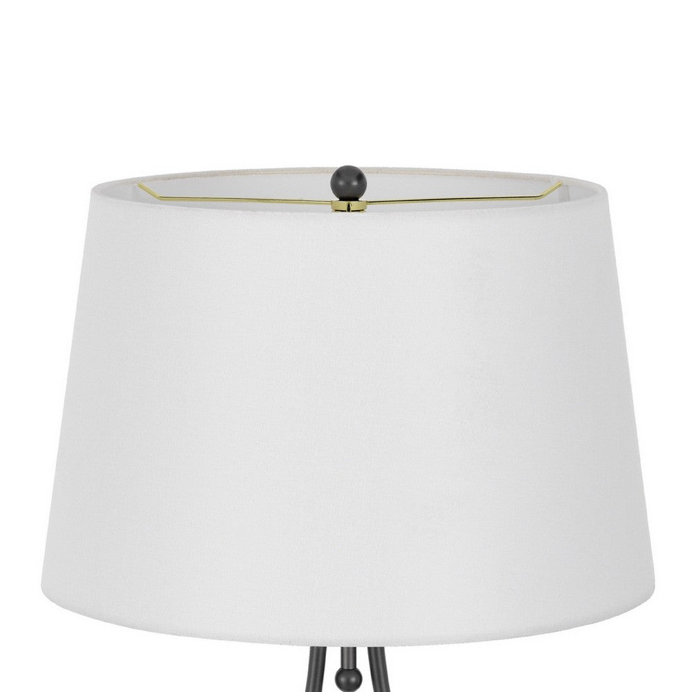 Benjara Table Lamp with Nightlight, Teardrop Diamond Design Glass Body, Gray Metal