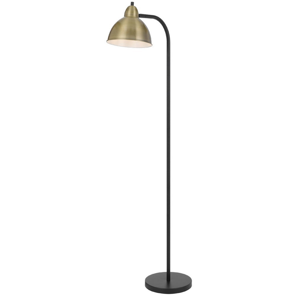 Benjara Floor Lamp, Vintage Style Dome Shade, Industrial Black And Antique Brass