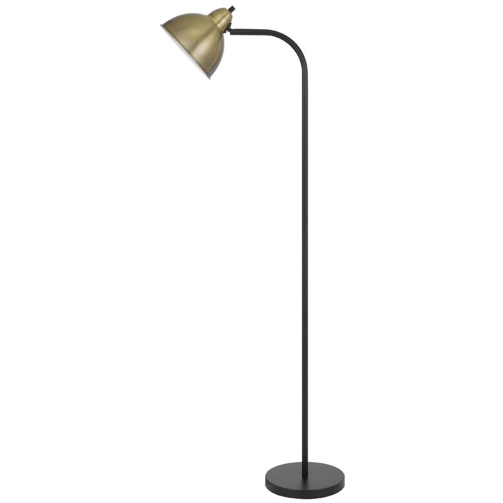 Benjara Floor Lamp, Vintage Style Dome Shade, Industrial Black And Antique Brass