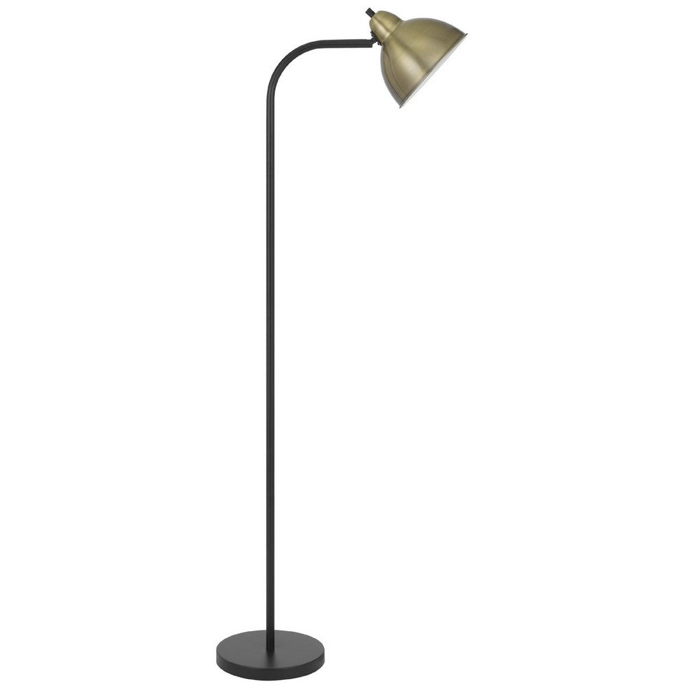Benjara Floor Lamp, Vintage Style Dome Shade, Industrial Black And Antique Brass