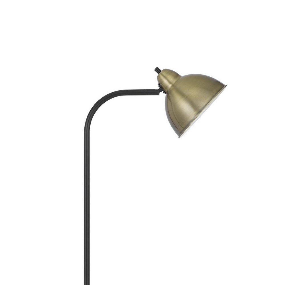 Benjara Floor Lamp, Vintage Style Dome Shade, Industrial Black And Antique Brass