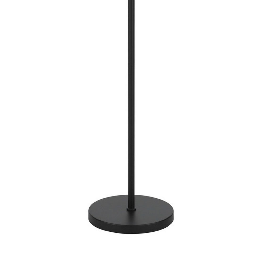 Benjara Avira 61 Inch Floor Lamp, Speckled Hardback Kraft Paper Shade, Black Metal