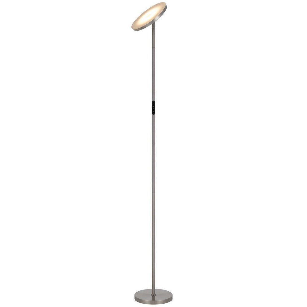 Benjara Floor Lamp with LED Torchiere, Touch Dimmer, 70 Inch Brushed Steel