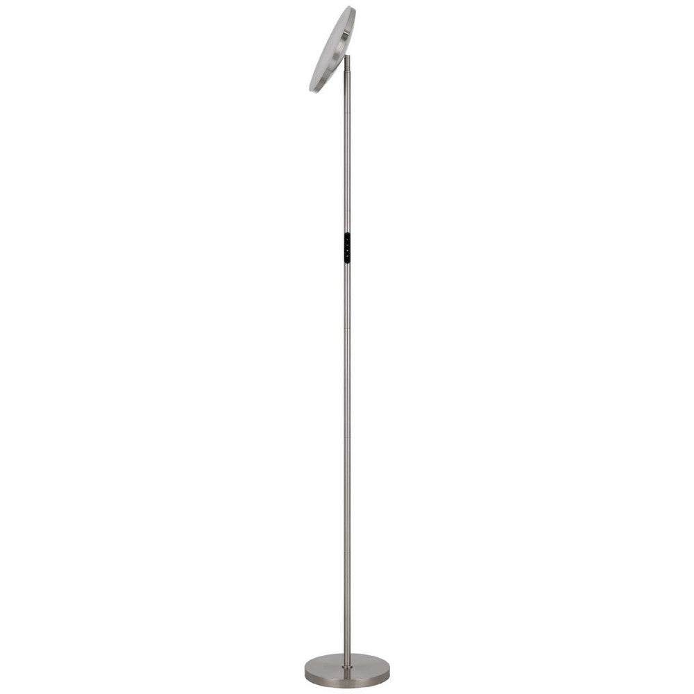 Benjara Floor Lamp with LED Torchiere, Touch Dimmer, 70 Inch Brushed Steel