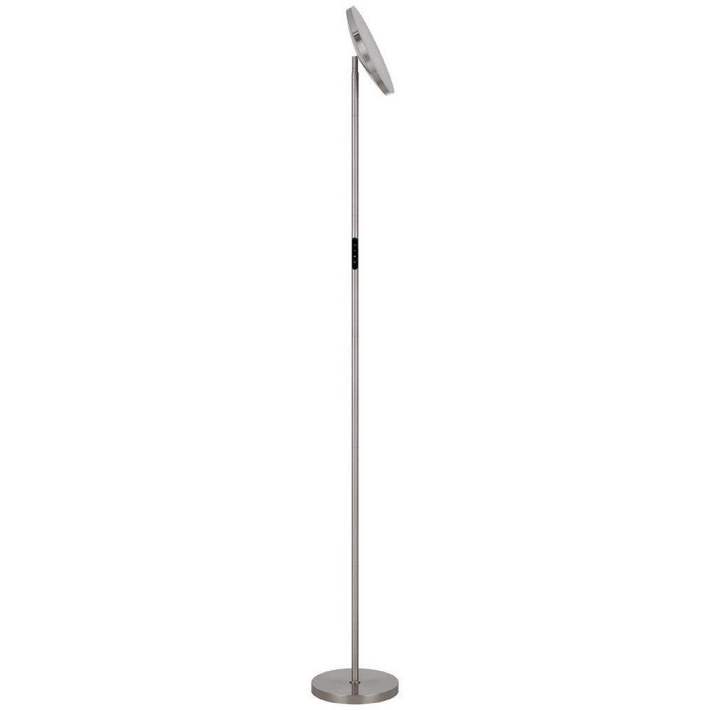 Benjara Floor Lamp with LED Torchiere, Touch Dimmer, 70 Inch Brushed Steel