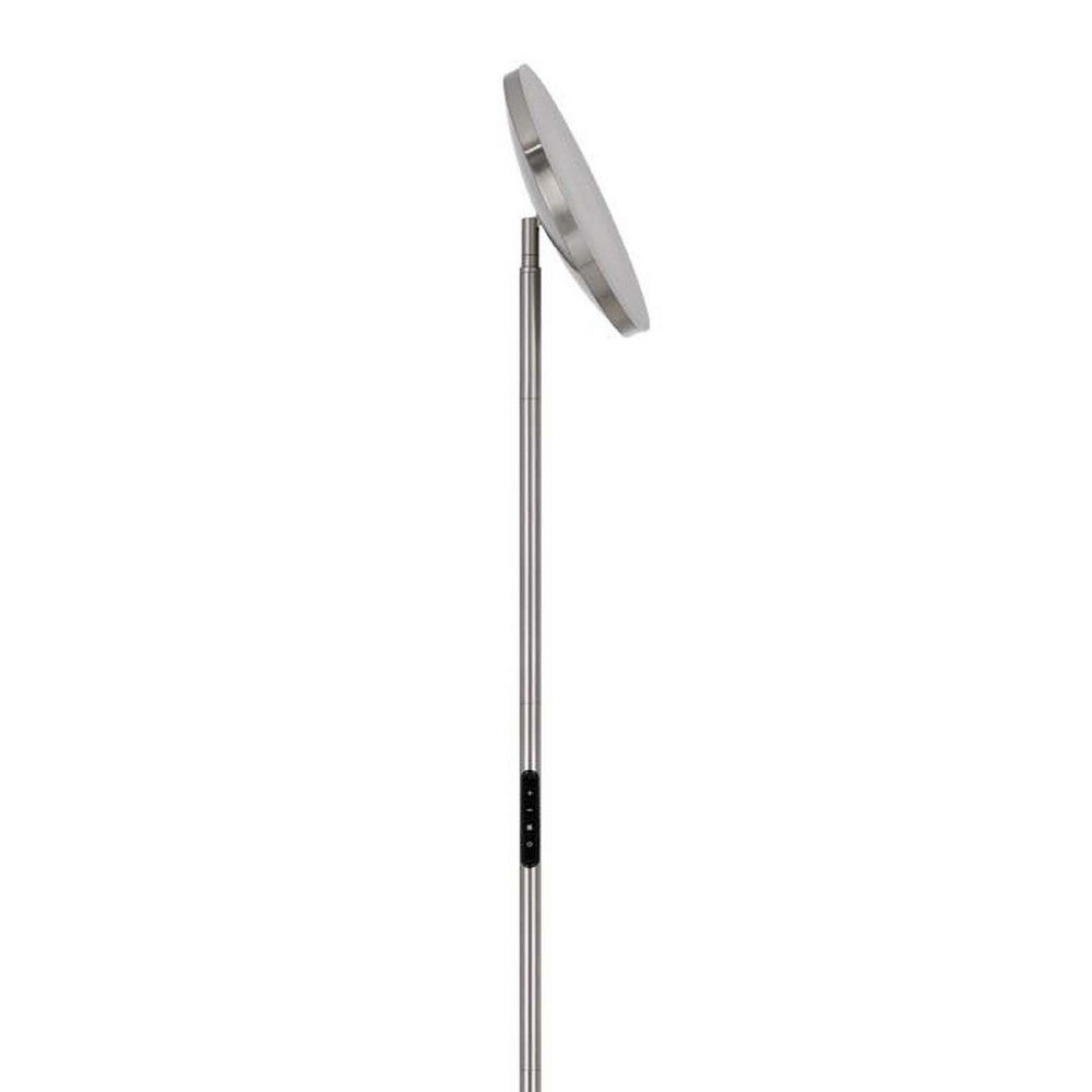 Benjara Floor Lamp with LED Torchiere, Touch Dimmer, 70 Inch Brushed Steel