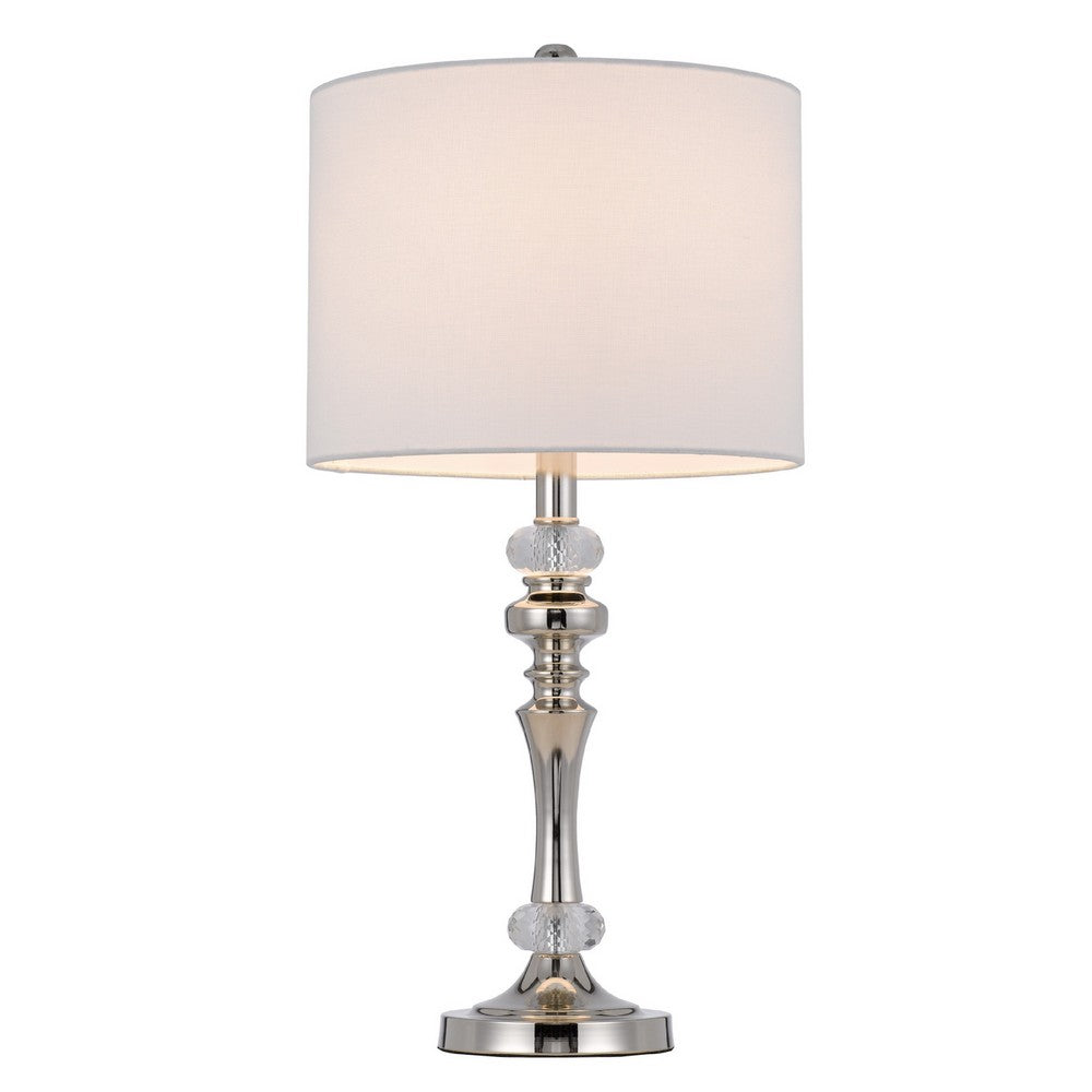 Benjara Set of 2 Table Lamps, Crystal Accent Candlestick Body, White Shade