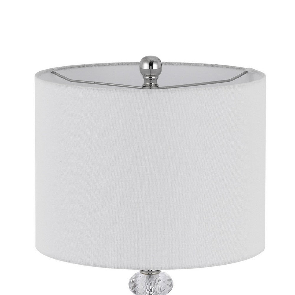 Benjara Set of 2 Table Lamps, Crystal Accent Candlestick Body, White Shade