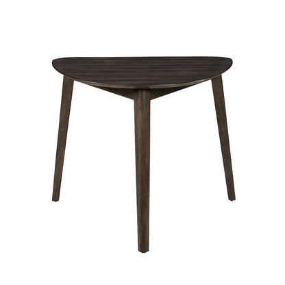 Benjara Roxy Corner Dining Table, 35 Inch Triangular Shape, Walnut Brown Wood
