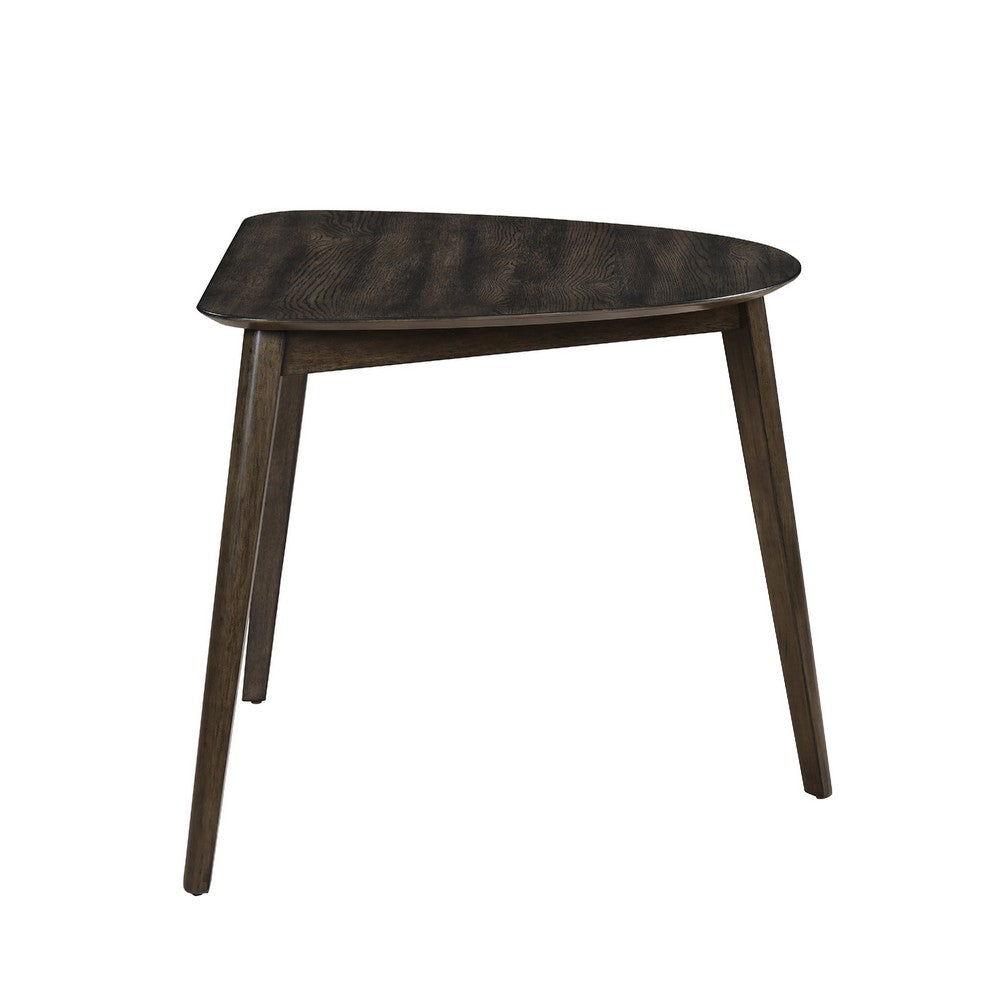 Benjara Roxy Corner Dining Table, 35 Inch Triangular Shape, Walnut Brown Wood