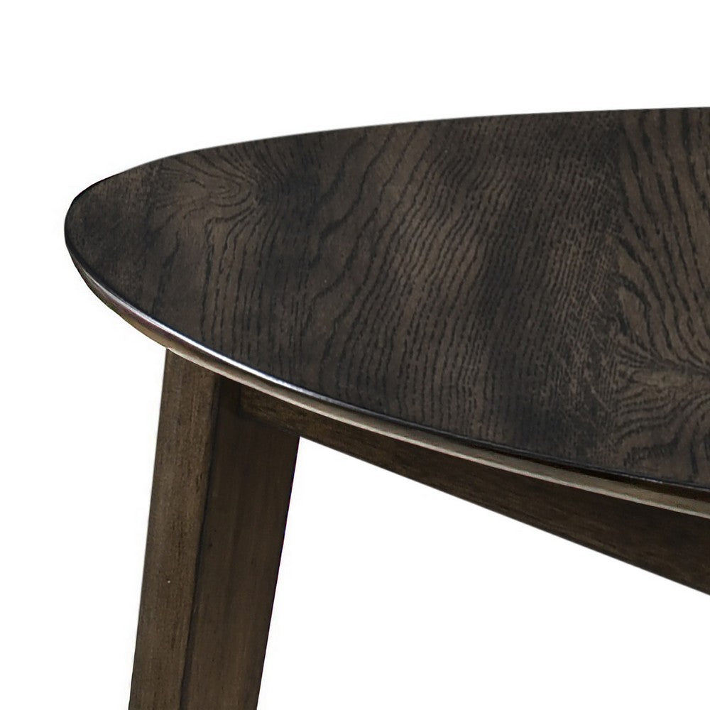 Benjara Roxy Corner Dining Table, 35 Inch Triangular Shape, Walnut Brown Wood