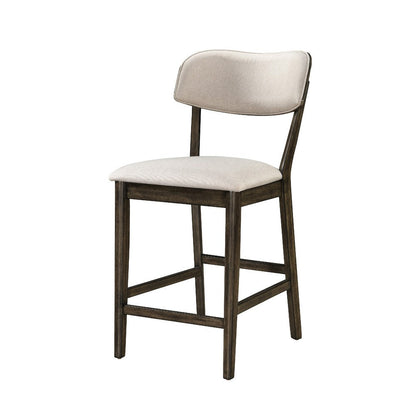 Benjara Roxy Counter Height Chair Set of 2, Open Back, Foam Fill Cream Polyester