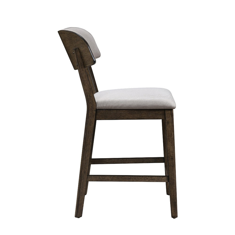 Benjara Roxy Counter Height Chair Set of 2, Open Back, Foam Fill Cream Polyester
