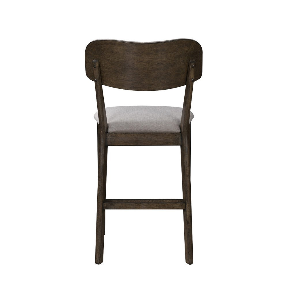 Benjara Roxy Counter Height Chair Set of 2, Open Back, Foam Fill Cream Polyester