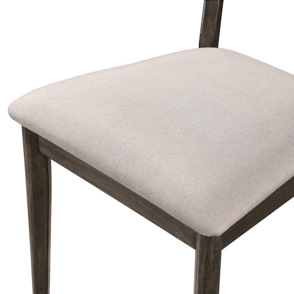 Benjara Roxy Counter Height Chair Set of 2, Open Back, Foam Fill Cream Polyester