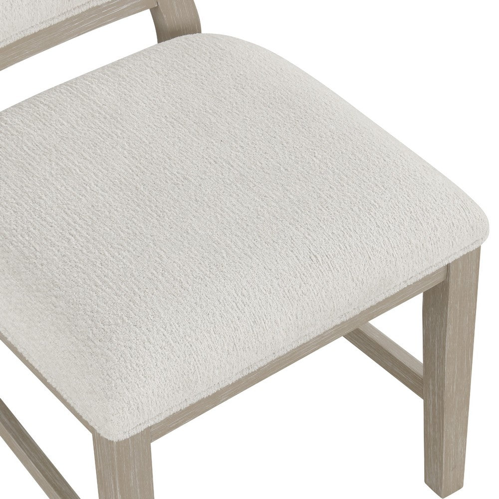 Benjara Lyne Dining Side Chair Set of 2, Hourglass Back, Ivory, Cerused Taupe