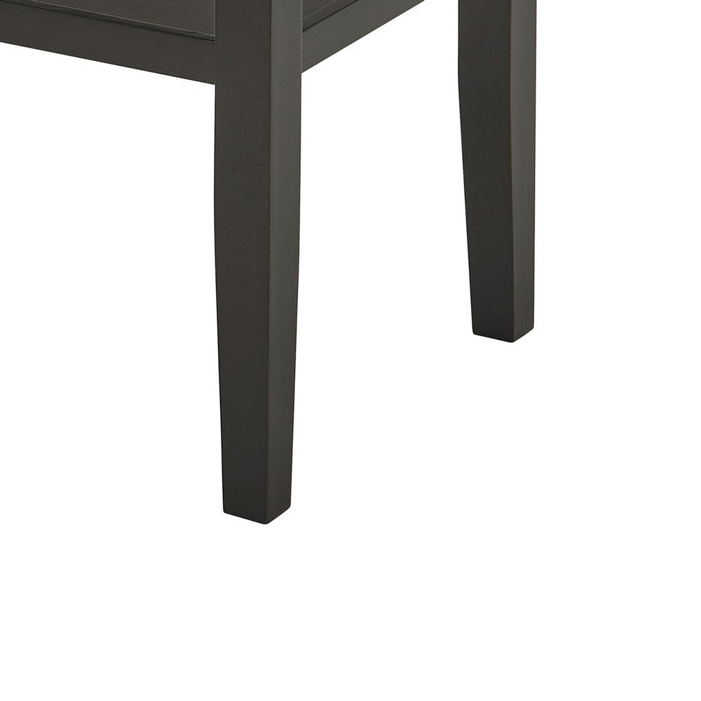 Benjara Risa Dining Table with Storage Shelf, 60 Inch Faux Marble Top, Espresso Wood