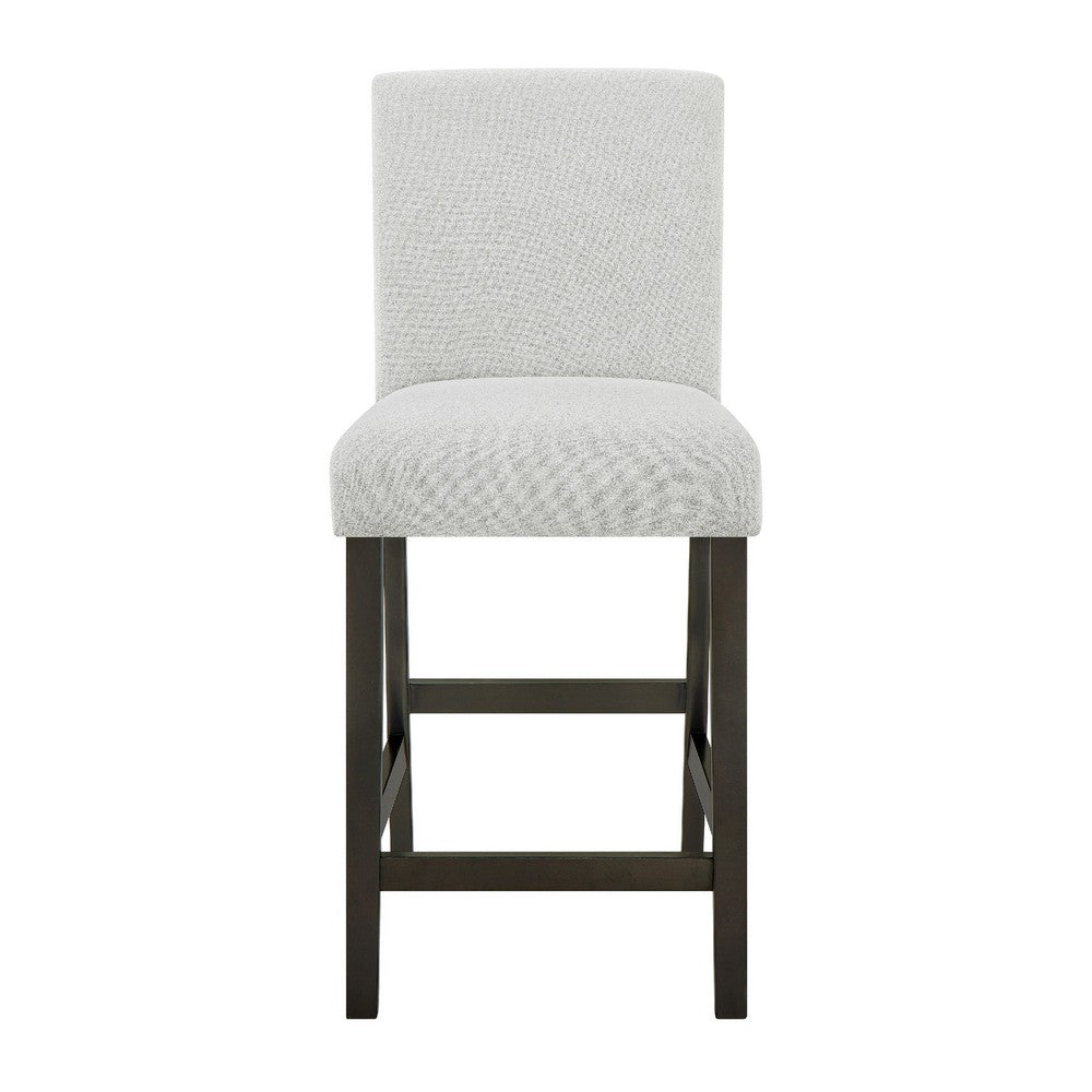 Benjara Risa Counter Height Side Chair Set of 2, Stone Gray Polyester Memory Foam