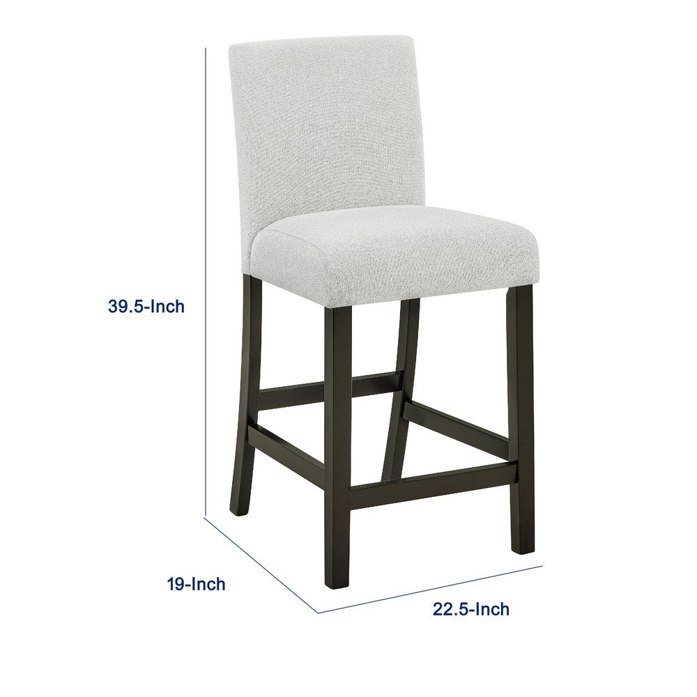 Benjara Risa Counter Height Side Chair Set of 2, Stone Gray Polyester Memory Foam