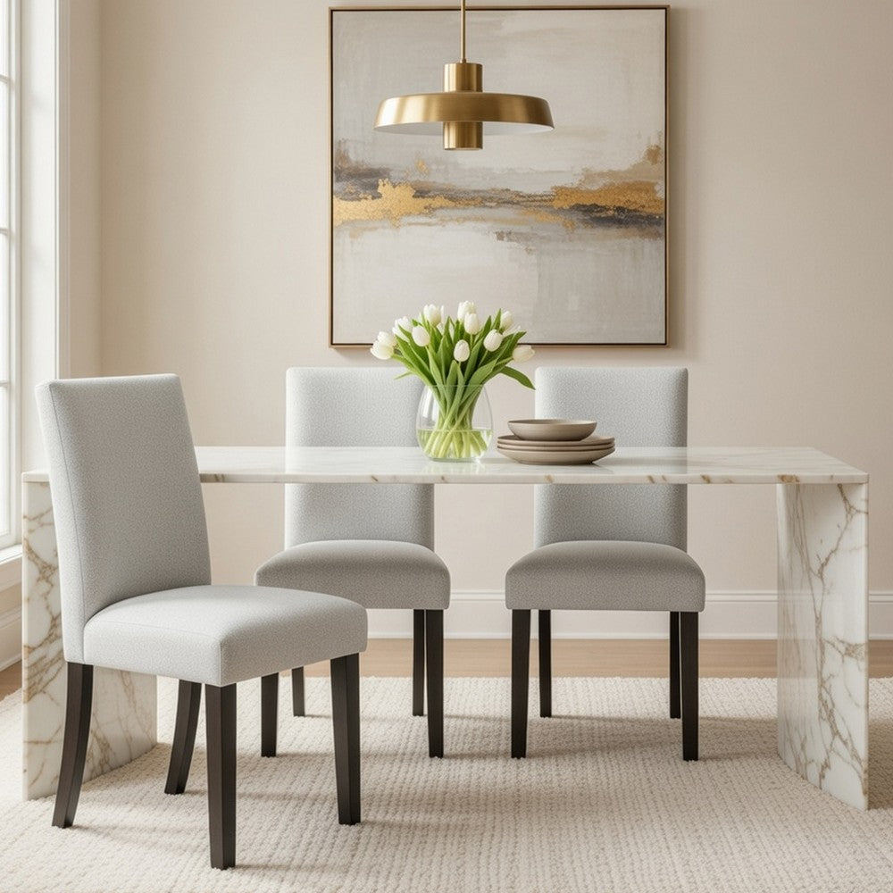 Benjara Risa Counter Height Side Chair Set of 2, Stone Gray Polyester Memory Foam