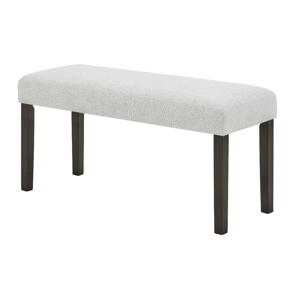 Benjara Risa Dining Bench, Gray Polyester Memory Foam Seat, Brown Wood 40 Inch