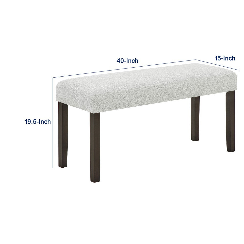 Benjara Risa Dining Bench, Gray Polyester Memory Foam Seat, Brown Wood 40 Inch