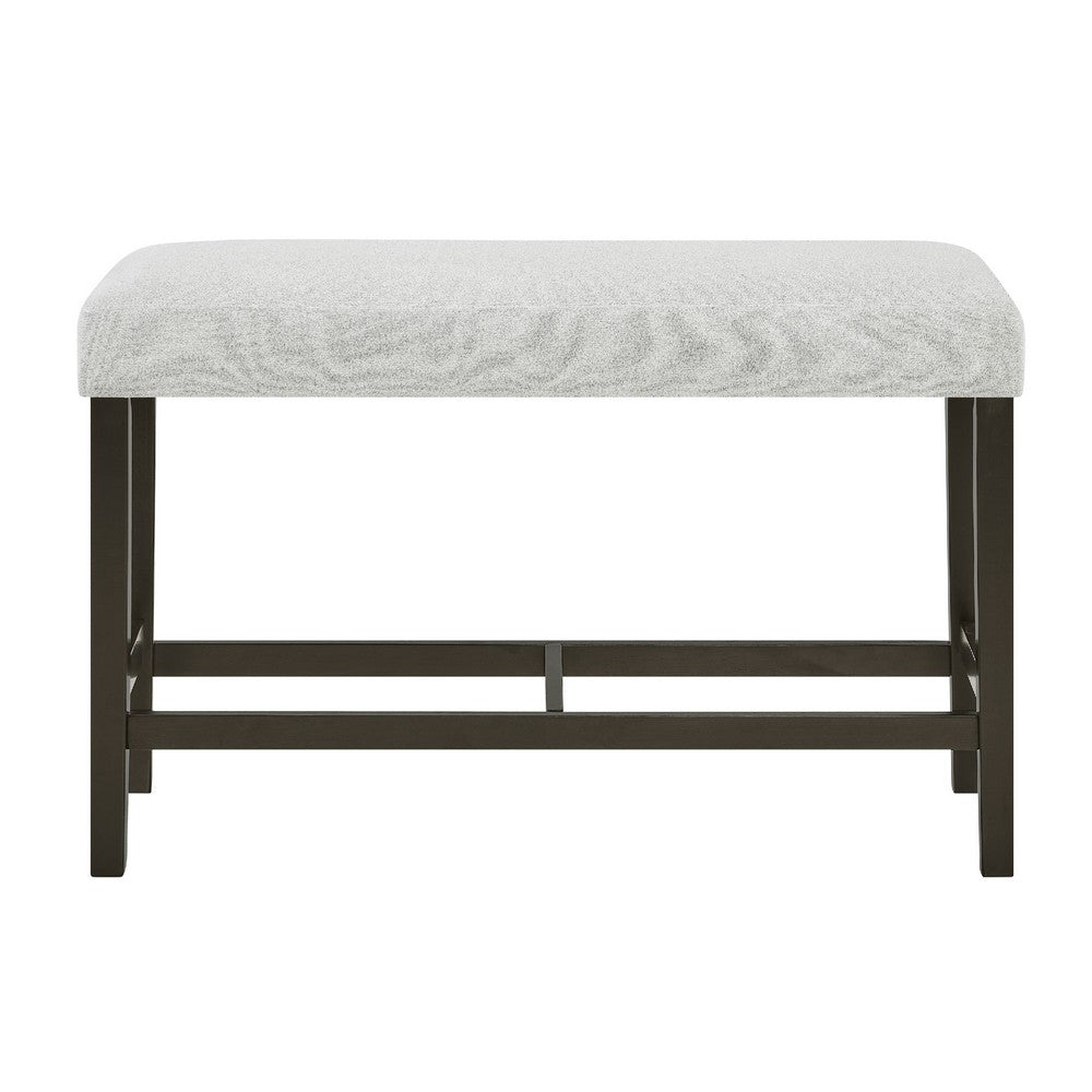 Benjara Risa Counter Height Bench, Gray Polyester Memory Foam Seat, Brown 40 Inch