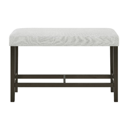 Benjara Risa Counter Height Bench, Gray Polyester Memory Foam Seat, Brown 40 Inch
