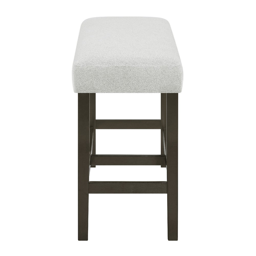 Benjara Risa Counter Height Bench, Gray Polyester Memory Foam Seat, Brown 40 Inch