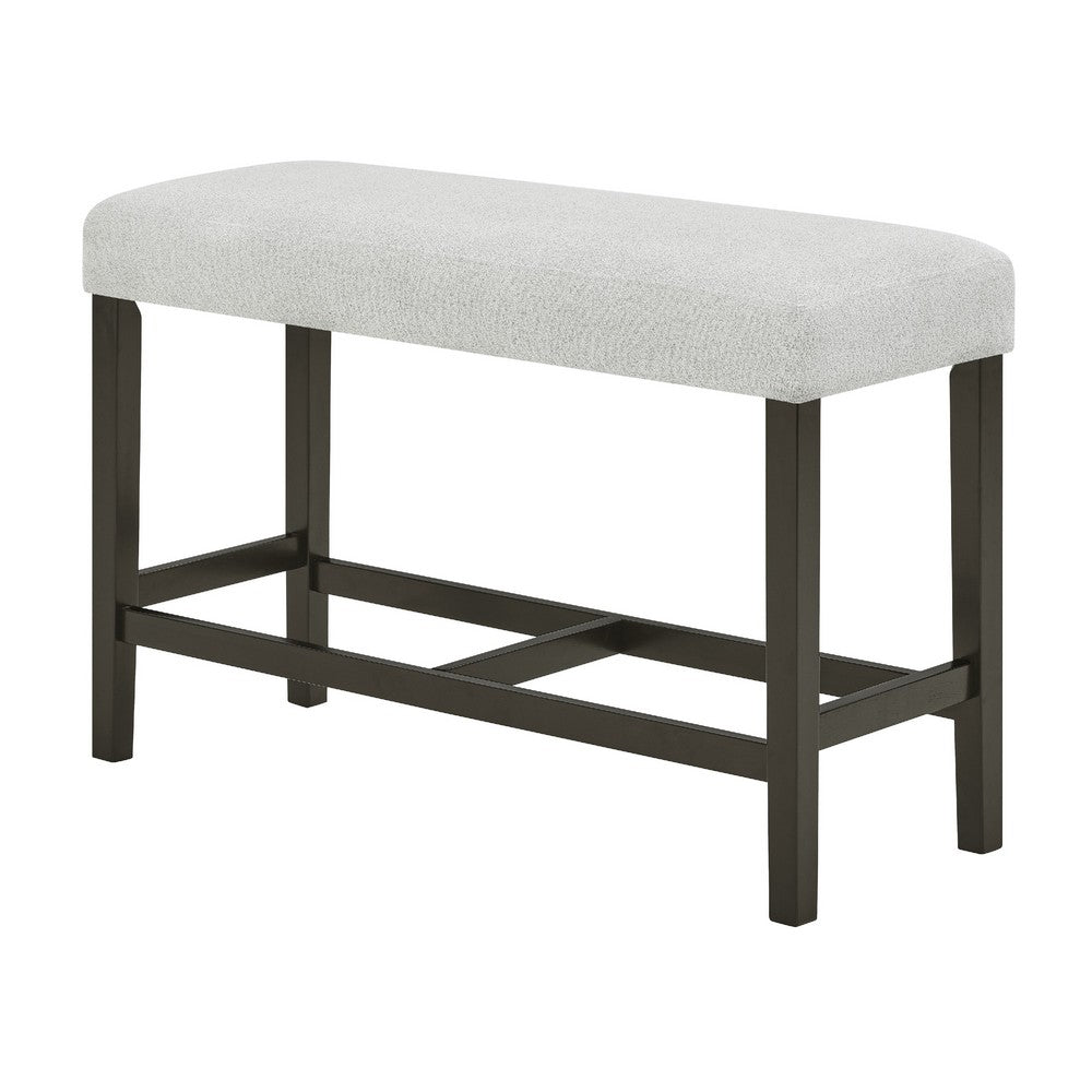 Benjara Risa Counter Height Bench, Gray Polyester Memory Foam Seat, Brown 40 Inch