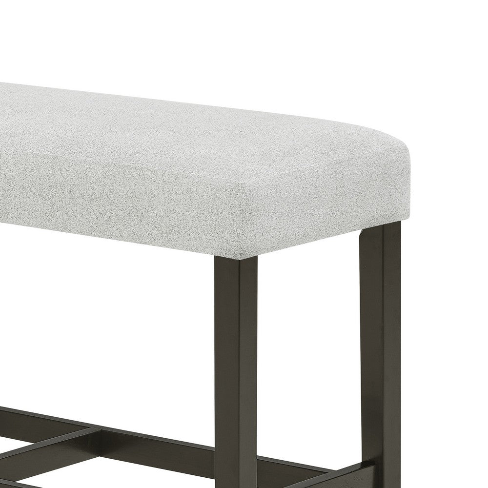 Benjara Risa Counter Height Bench, Gray Polyester Memory Foam Seat, Brown 40 Inch