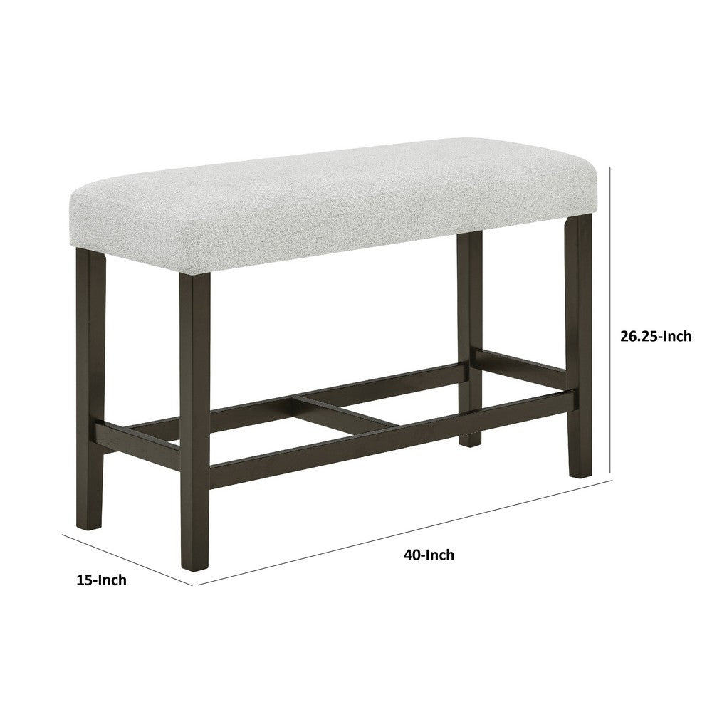 Benjara Risa Counter Height Bench, Gray Polyester Memory Foam Seat, Brown 40 Inch