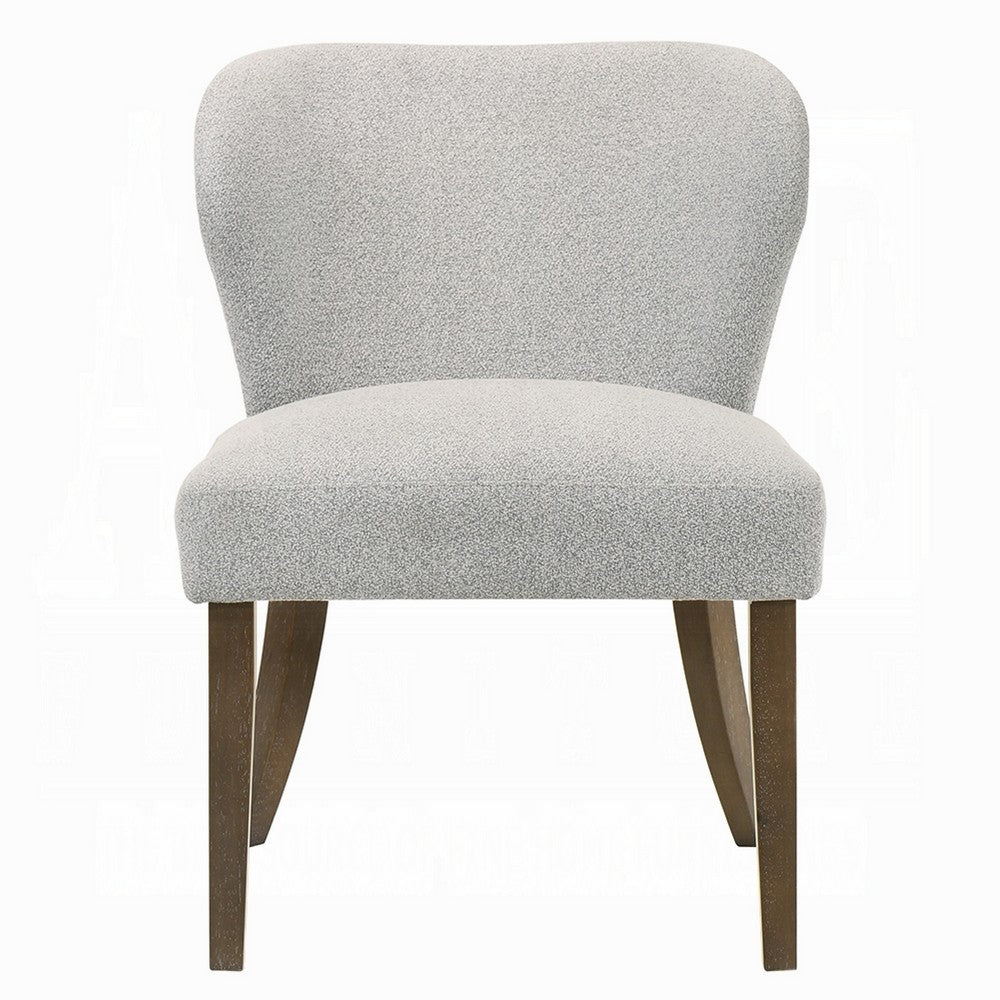 Benjara Dea Dining Side Chair Set of 2, Wingback Gray Chenille, Walnut Brown