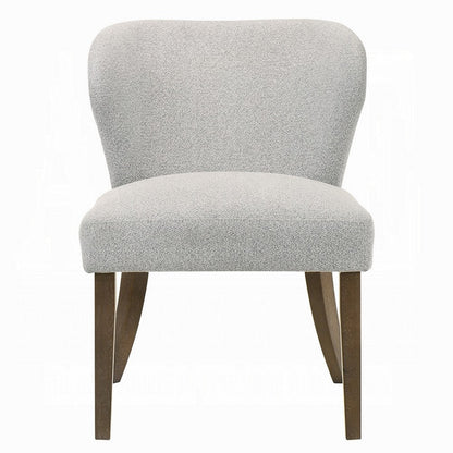 Benjara Dea Dining Side Chair Set of 2, Wingback Gray Chenille, Walnut Brown