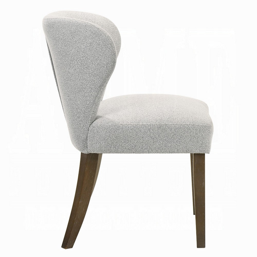 Benjara Dea Dining Side Chair Set of 2, Wingback Gray Chenille, Walnut Brown