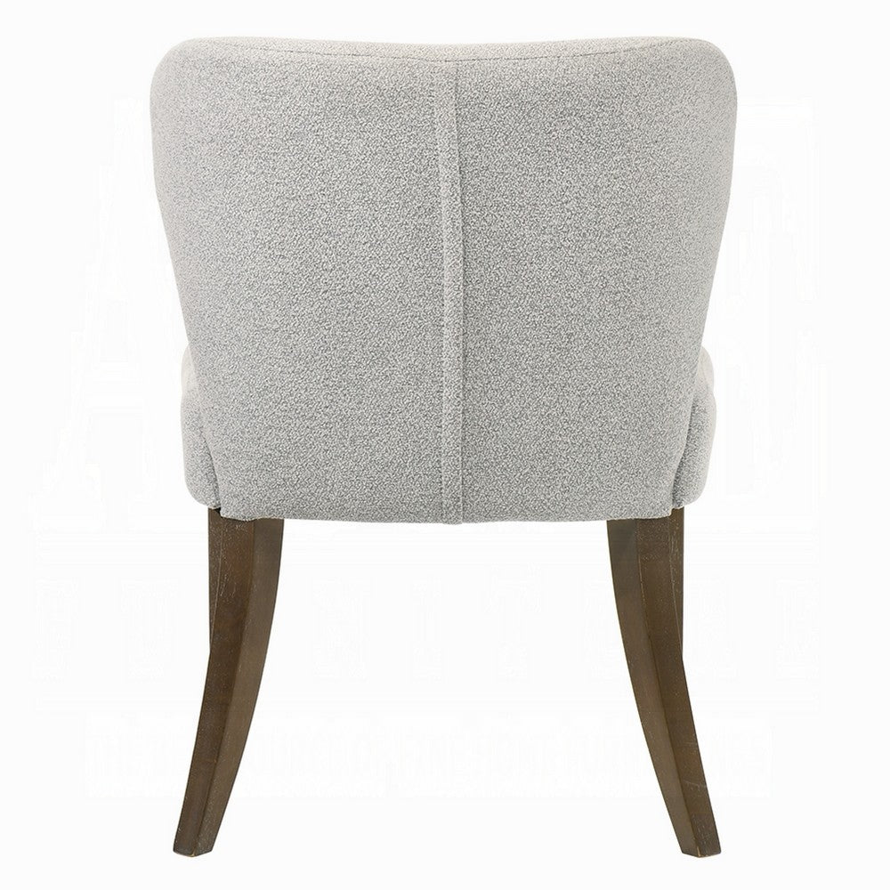 Benjara Dea Dining Side Chair Set of 2, Wingback Gray Chenille, Walnut Brown