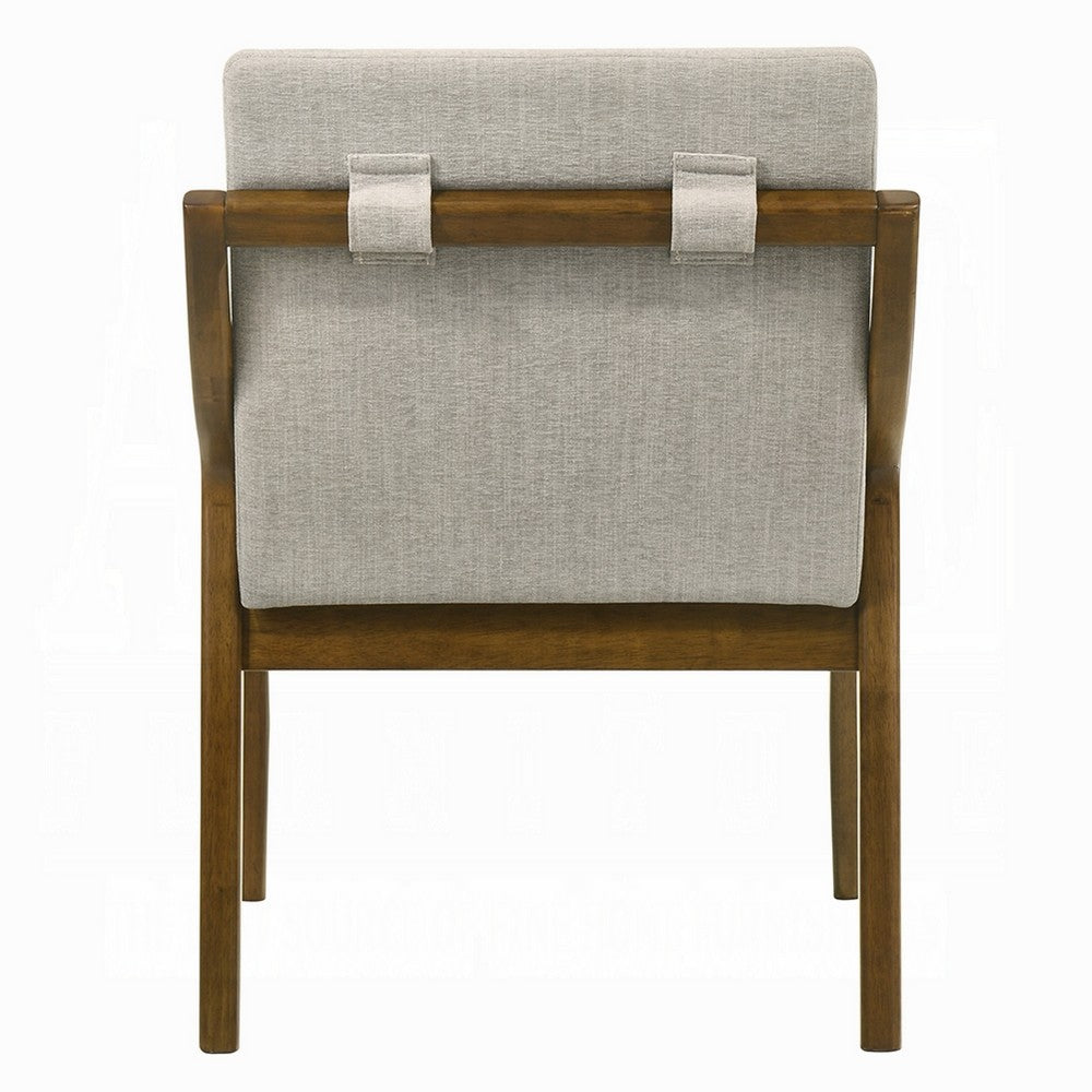 Benjara Kea Dining Side Chair Set of 2, Gray Chenille, Vintage Oak Brown Frame