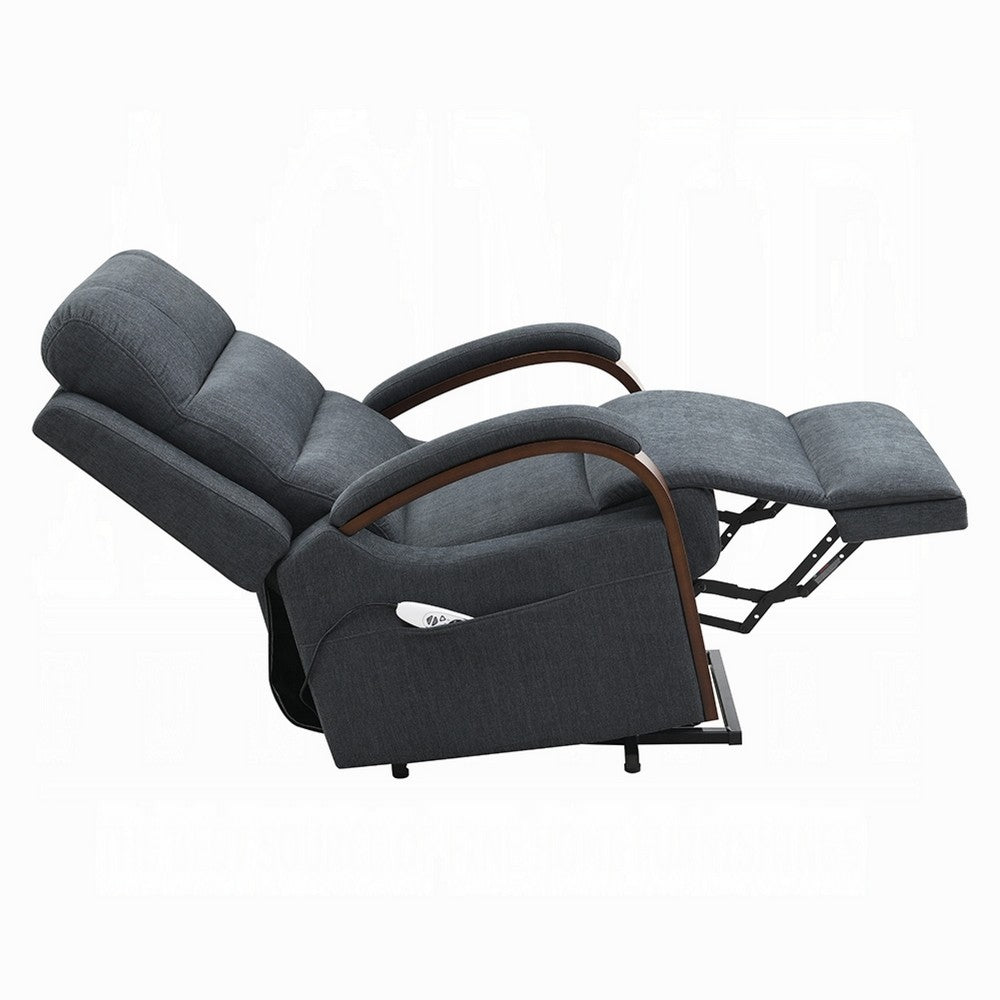 Benjara Jea Power Recliner Armchair with Lift Heating Massage, Gray Chenille Fabric