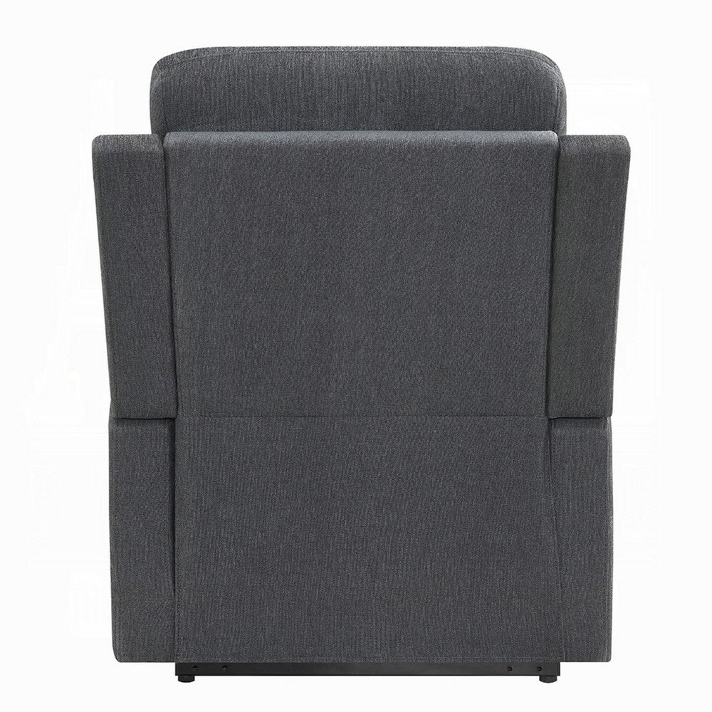 Benjara Jea Power Recliner Armchair with Lift Heating Massage, Gray Chenille Fabric