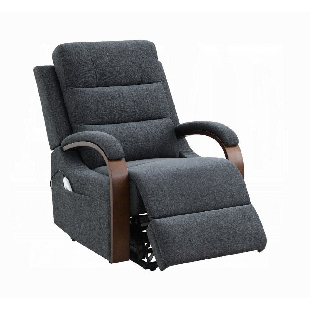 Benjara Jea Power Recliner Armchair with Lift Heating Massage, Gray Chenille Fabric