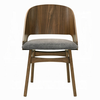 Benjara Dio Dining Side Chair Set of 2, Open Cut Curved Back, Walnut Brown