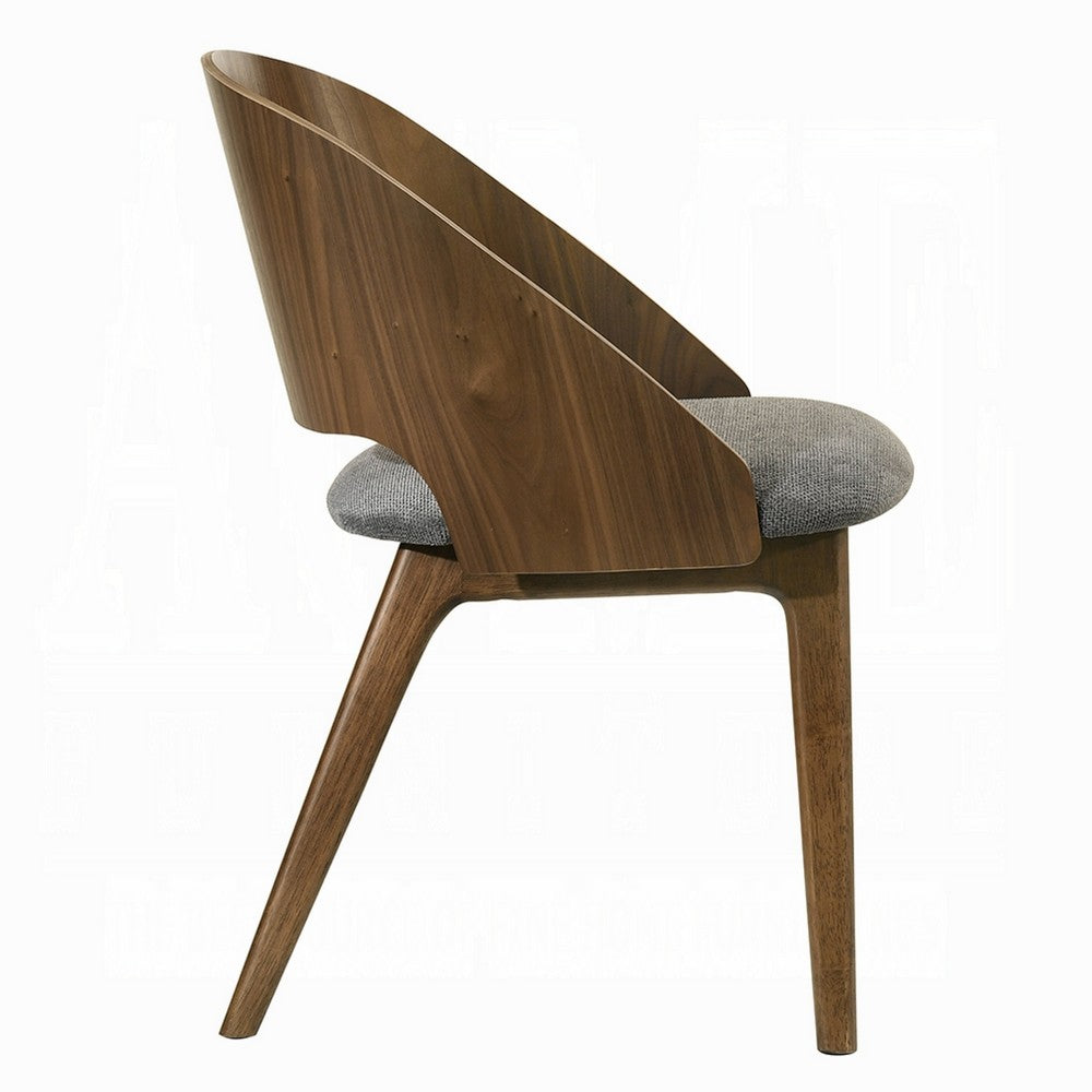 Benjara Dio Dining Side Chair Set of 2, Open Cut Curved Back, Walnut Brown