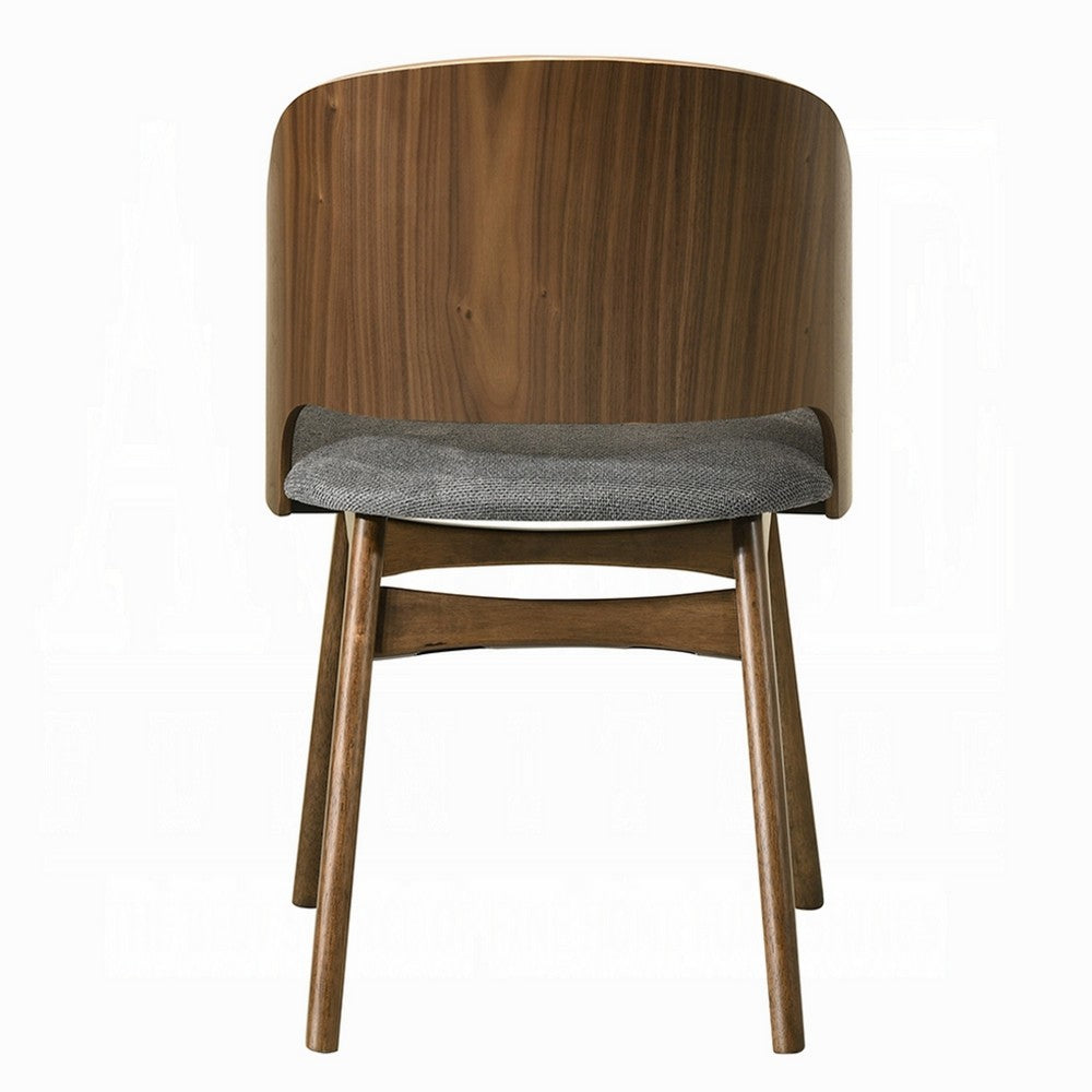 Benjara Dio Dining Side Chair Set of 2, Open Cut Curved Back, Walnut Brown