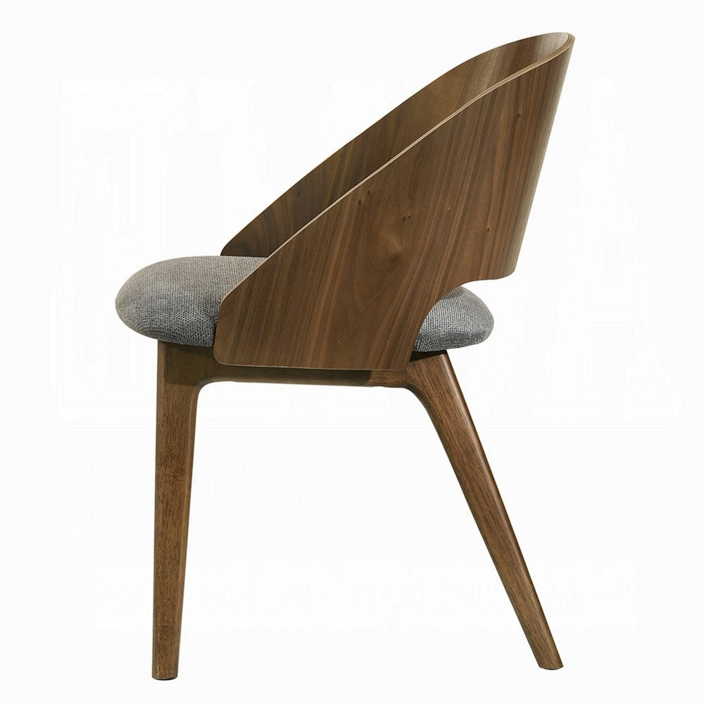 Benjara Dio Dining Side Chair Set of 2, Open Cut Curved Back, Walnut Brown