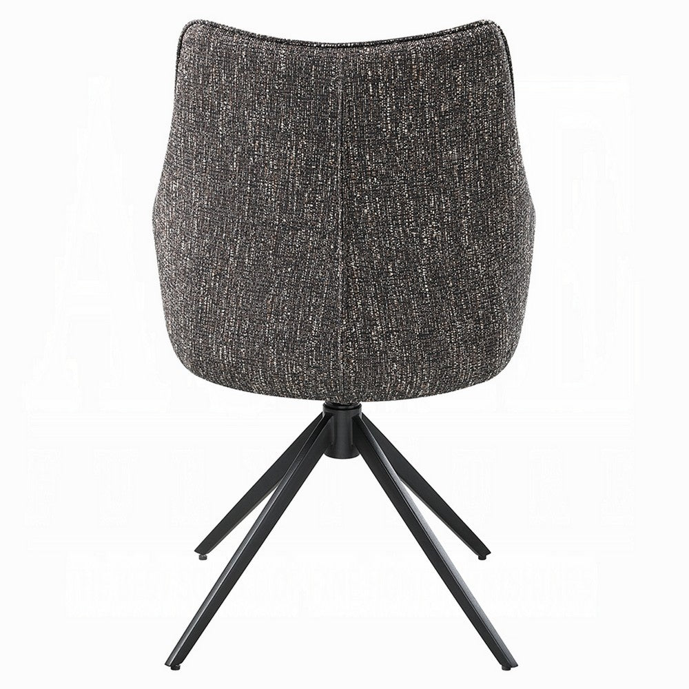 Benjara Maik Swivel Side Chair Set of 2, Wingback, Star Iron Base, Brown Chenille
