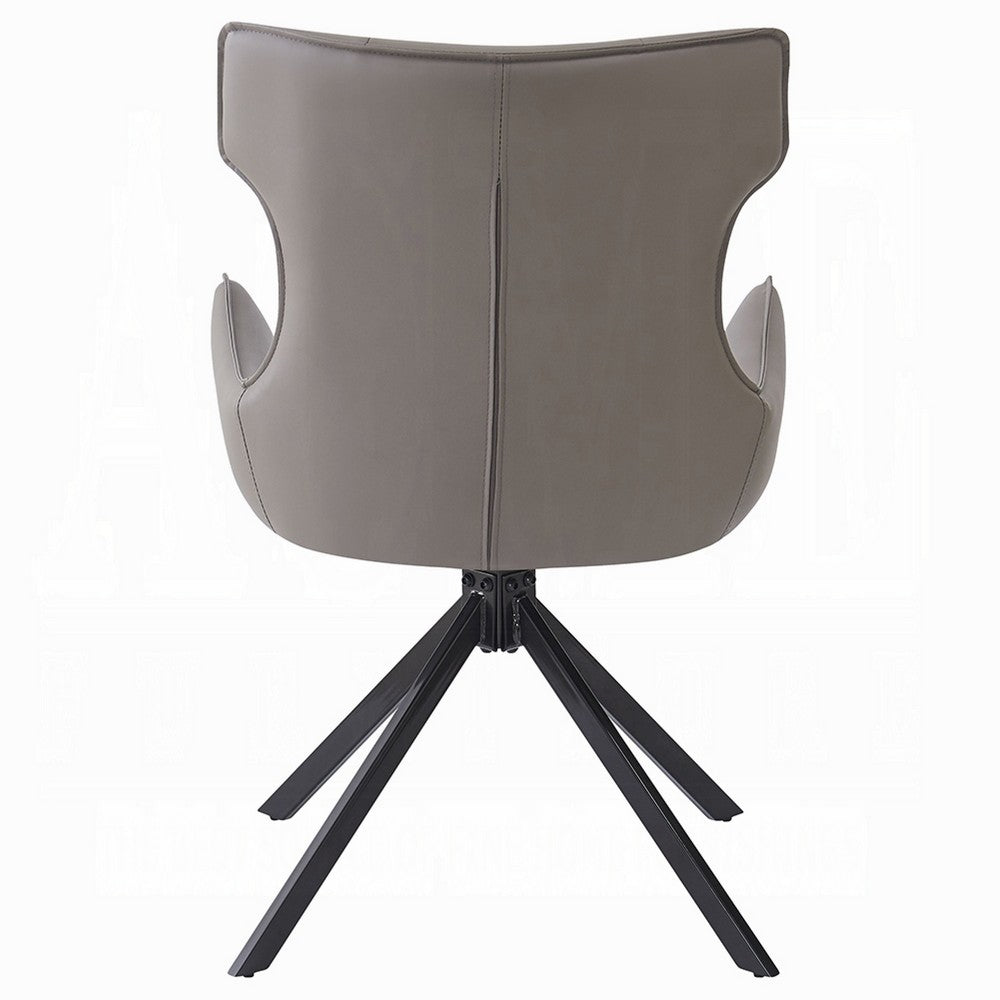 Benjara Mita Swivel Wingback Side Chair Set of 2, Tufted Faux Leather, Black Metal