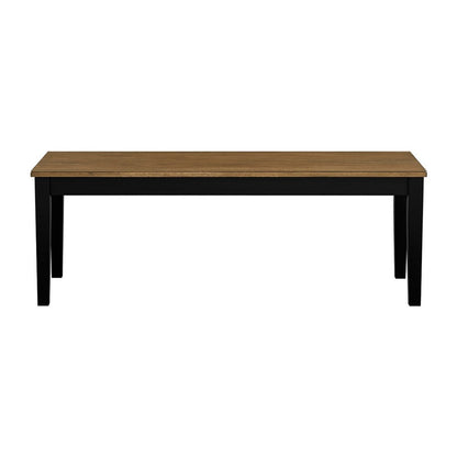 Benjara Teny Dining Bench, 48 Inch Wide Brown Seat, Black Wood Frame